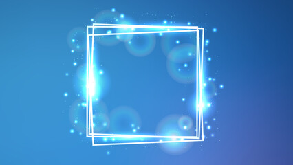 Poster - Neon square frame with shining effects and sparkles