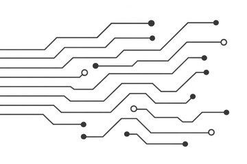 Poster - Intricate electronic circuit board pattern connecting digital nodes, symbolizing technological advancement and innovation on a transparent background