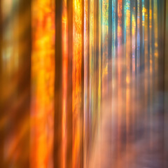 Fototapete - Abstract image of vibrant, multicolored vertical lines, suggesting stained glass or a light refraction effect.  Perfect for design backgrounds.