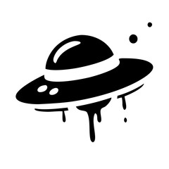 Poster - Isolated black ufo dripping paint on white background