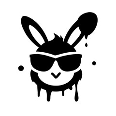Poster - Cool bunny wearing sunglasses, isolated on white background