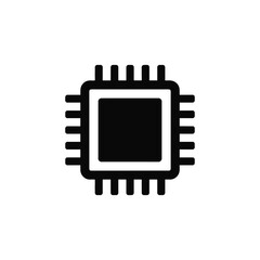 Fototapete - Simple black icon of a computer processor chip on a white background