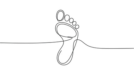 Poster - Minimalist single line drawing of a human footprint on a white background