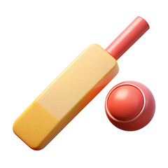 Leinwandbilder - 3d rendered cricket bat and ball isolated on transparent background