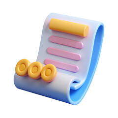 Poster - 3d rendered pastel scroll document icon isolated on transparent background