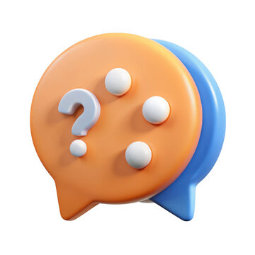 3d rendered question mark chat bubble isolated on transparent background
