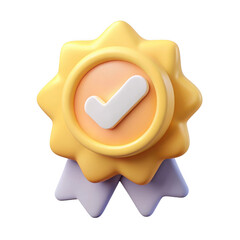 Aufkleber - 3d yellow checkmark badge award isolated on transparent background