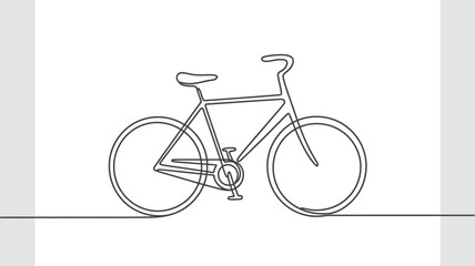 Poster - Minimalist single line drawing of a classic bicycle on a white background