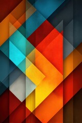 Poster - vibrant geometric abstract composition with overlapping textured polygons in orange tones