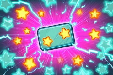 Fototapete - Colorful explosion of stars and energy in a vibrant digital artwork showcasing a glowing card