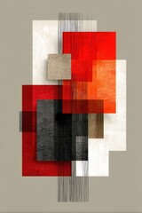 Poster - abstract collage of colorful geometric shapes with textured design