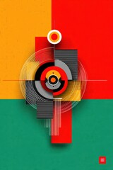 Poster - colorful geometric abstract art with concentric circles and vibrant patterns