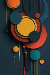 Poster - abstract composition with vibrant geometric shapes on a dark background