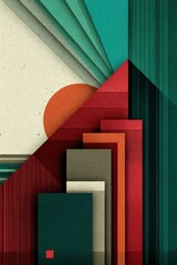 Poster - abstract geometric artwork with colorful textured shapes and dynamic patterns