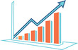 © Ruma - Upward Economic Trend Depicted by an Ascending Bar Graph with an Arrow Symbolizing Financial Growth and Market Success  vector illustration