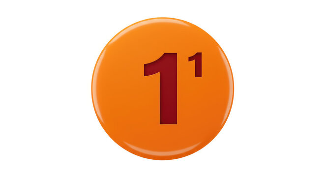 Orange Number One Button Badge Design.