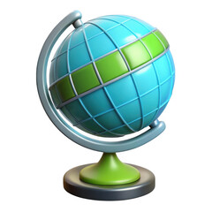 Fototapete - Cartoon globe icon 3d render isolated on transparent background