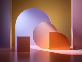 Aufkleber - Abstract geometric shapes in a studio photo with soft gradients 