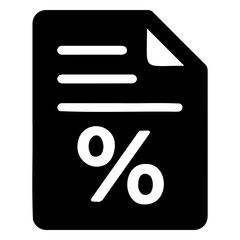 Poster - Black document with a percentage symbol and three lines indicating text on the page image on transparent background
