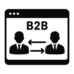 Poster - Business to business concept showing two people exchanging information on a website screen on transparent background