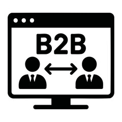 Aufkleber - Business to business concept displayed on a monitor screen with two people exchanging ideas on transparent background