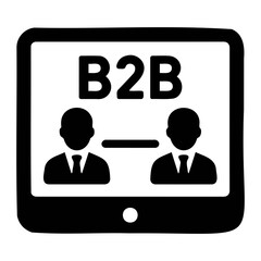 Aufkleber - Business to business transaction displayed on a tablet screen with two businessmen icons on transparent background