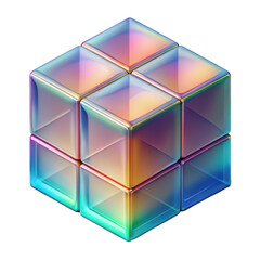 Poster - Iridescent cube structure colorful blocks abstract design art illustration d rendering graphic background image