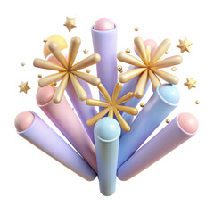 Poster - Pastel abstract background with cylinders stars and spheres for wallpaper or banner design 3d rendering