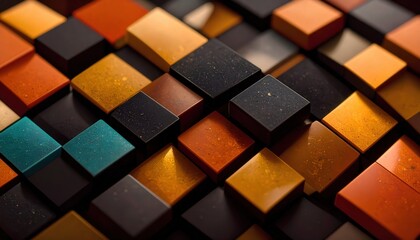 Poster - Colorful Geometric Tile Pattern with Textured Finish