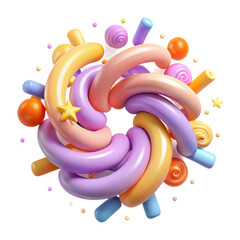 Poster - Abstract pastel candy swirl background rendering for wallpaper and design element with black background