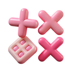Poster - Pink plus and x symbols tic tac toe game design elements for graphic design and creative projects use