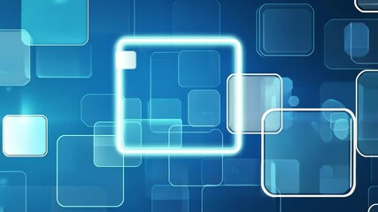 Poster - Modern digital design featuring rounded squares on a tech inspired blue background, Techie blue background with rounded squares, digital elegance, modern design