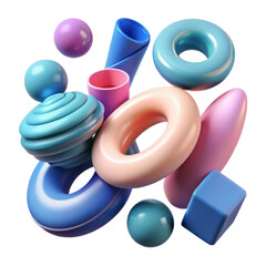 Poster - Abstract pastel shapes rendering design background wallpaper graphic art illustration render composition 3d