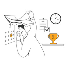 Poster - Man calendar schedule planning time management deadline task organization achievement success reminder clock vector art illustration