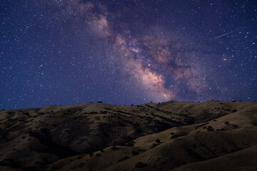 Wall Mural - Milky Way Over Mountain, Beautiful night space landscape