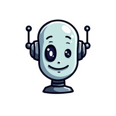 Aufkleber - Adorable cartoon robot sticker with big eyes and antenna design, a fun and playful illustration for technology themed projects