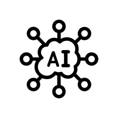 Aufkleber - Artificial intelligence network concept with connecting nodes and cloud outline for modern tech solutions and innovation
