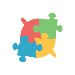 Aufkleber - Colorful puzzle pieces forming a square represent unity, collaboration, and problem solving in a vibrant design