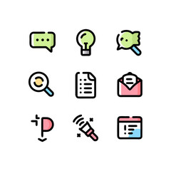 Poster - Graphic vector collection showcasing communication, search, documents, mail, book, and calendar icons for digital interfaces and design projects