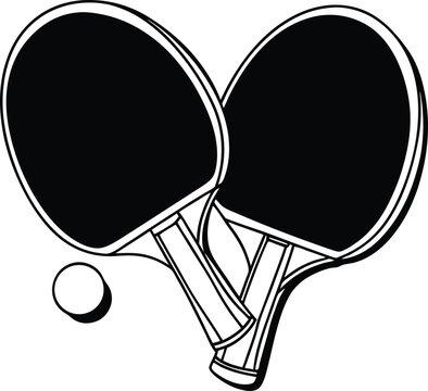 Table tennis Paddle And Ball icon Set Silhouette Vector, tennis player icons , cut out, horizontal, indoor, pictogram, sparse