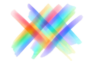 Leinwandbilder - Intersecting brushstrokes create a vibrant, colorful design, resembling a rainbow, on a transparent background