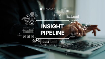 Poster - business professional analyzing digital data insights with technology tools in modern office environ