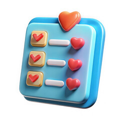 Poster - 3d rendered love checklist icon isolated on transparent background