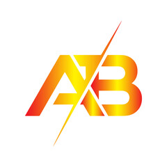 Leinwandbilder - Dynamic ab monogram logo with a fiery gradient and sharp diagonal cut