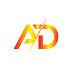Leinwandbilder - Modern ad monogram logo with a vibrant gradient and sharp lightning bolt effect