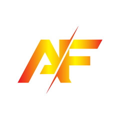 Leinwandbilder - Modern af monogram logo with fiery gradient and sharp cut