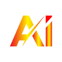 Leinwandbilder - Modern ai logo with a gradient of red and yellow colors