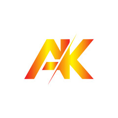 Leinwandbilder - Modern abstract ak monogram logo design with fiery gradient colors