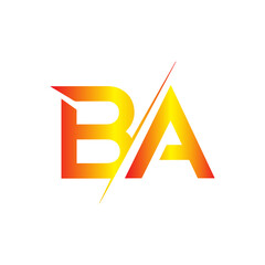 Leinwandbilder - Bold ba monogram logo with a fiery gradient and sharp dividing line