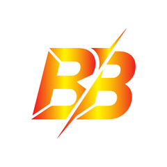Leinwandbilder - Dynamic bb letter logo with fiery gradient and lightning bolt effect